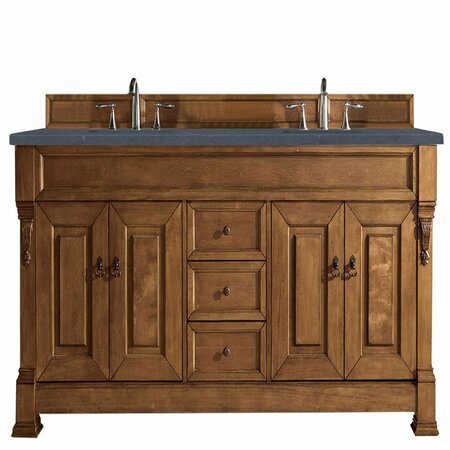 JAMES MARTIN VANITIES Brookfield 72in Double Vanity, Country Oak w/ 3 CM Charcoal Soapstone Quartz Top 147-114-5771-3CSP